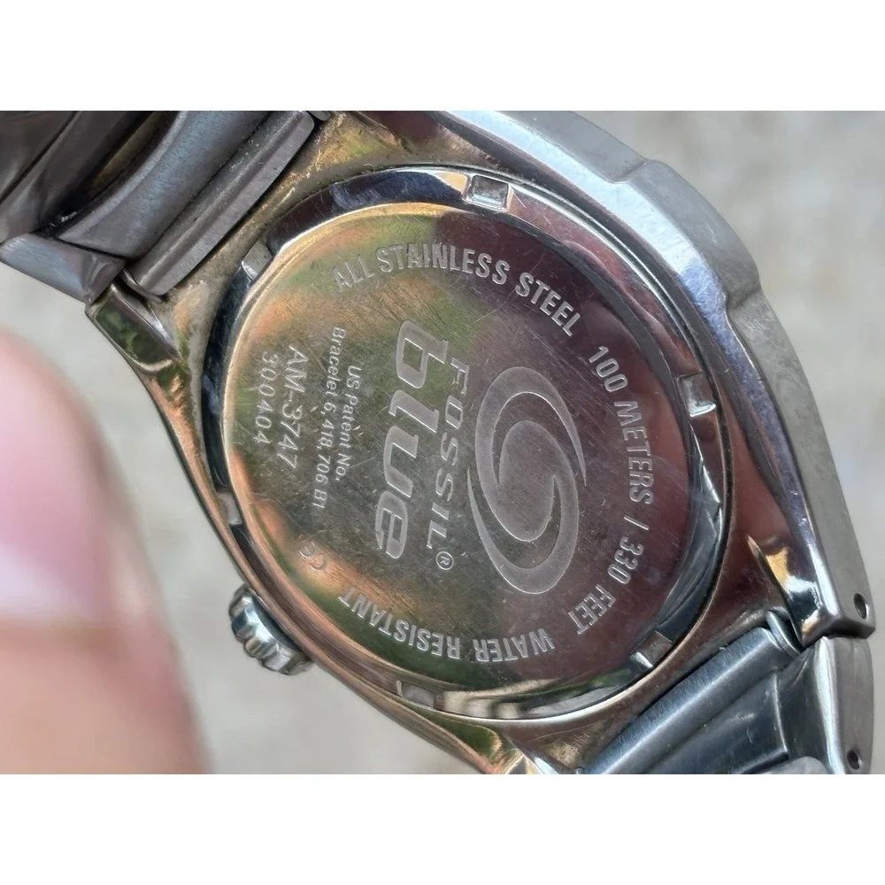 ⭐️Vintage Fossil Blue Womens Silver Tone Stainless⭐️AM3747⭐️Quartz Watch A3⭐️